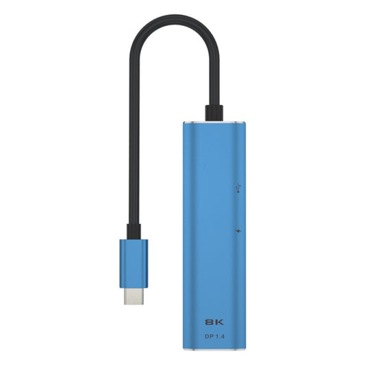 V264B 3-in-1 PD 100W Aluminum Alloy Hub Splitter Type-C Male to PD + USB2.0 + DP1.4 8K Video Adapter