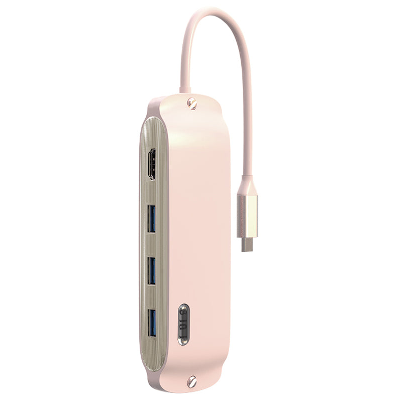 BS8H Type-C Hub Converter to PD+USB 3.0+2xUSB 2.0+HD Video Output Port+2 Card Reader Slots+RJ45