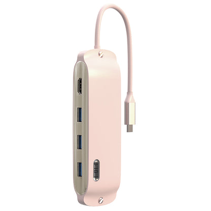 BS8H Type-C Hub Converter to PD+USB 3.0+2xUSB 2.0+HD Video Output Port+2 Card Reader Slots+RJ45