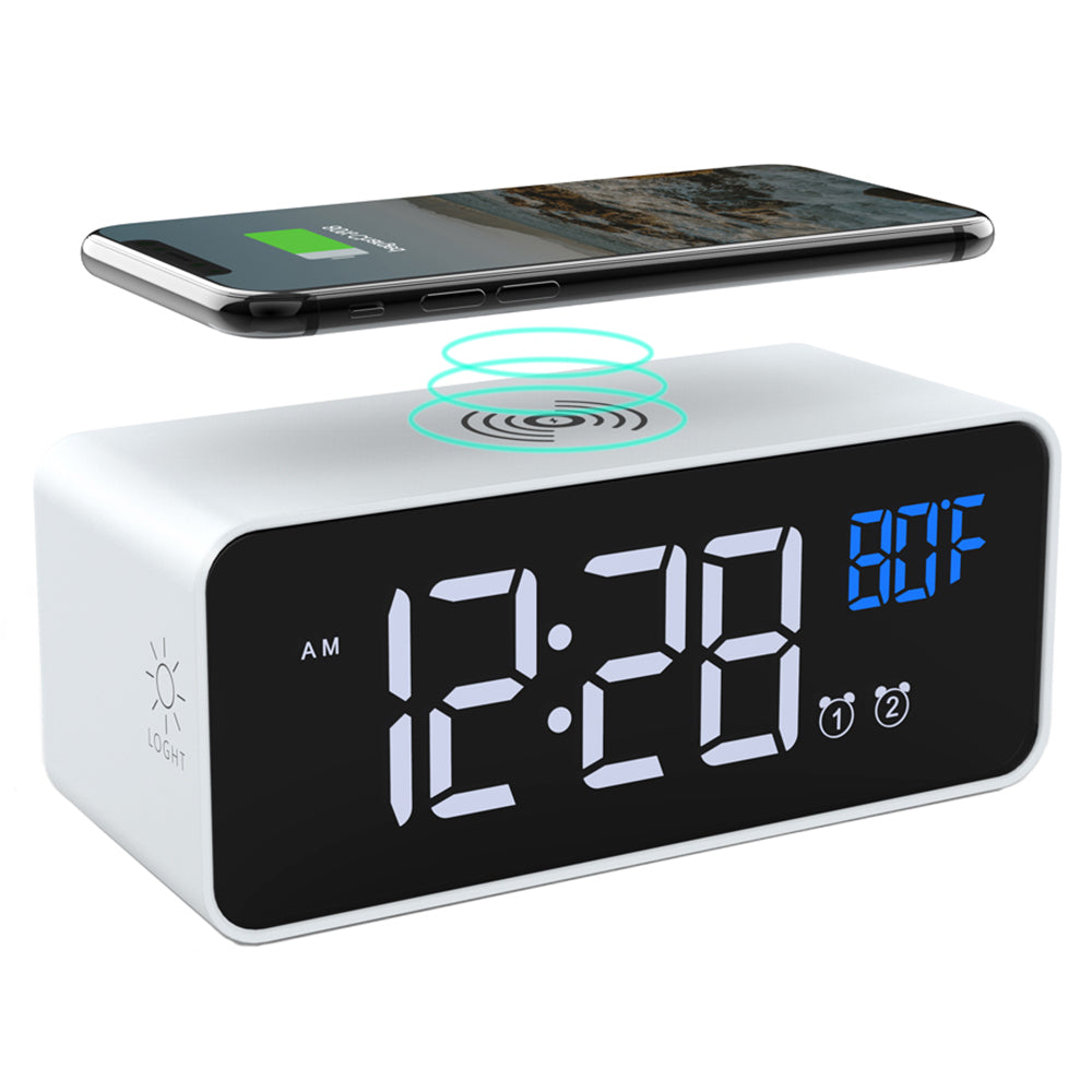 668W Multifunction Alarm Clock Qi 5W Wireless Charger Desktop Digital Alarm Clock Fast Phone Charger