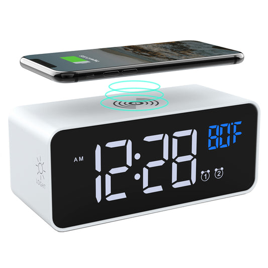 668W Multifunction Alarm Clock Qi 5W Wireless Charger Desktop Digital Alarm Clock Fast Phone Charger