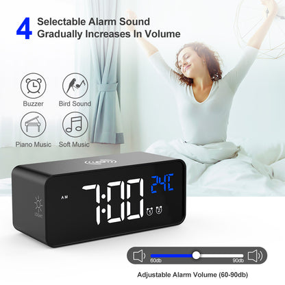 668W Multifunction Alarm Clock Qi 5W Wireless Charger Desktop Digital Alarm Clock Fast Phone Charger