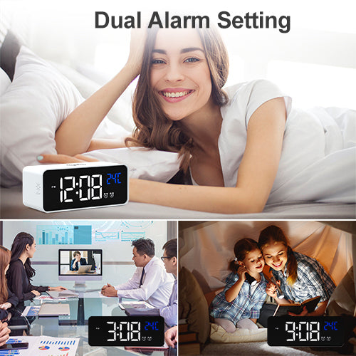 668W Multifunction Alarm Clock Qi 5W Wireless Charger Desktop Digital Alarm Clock Fast Phone Charger