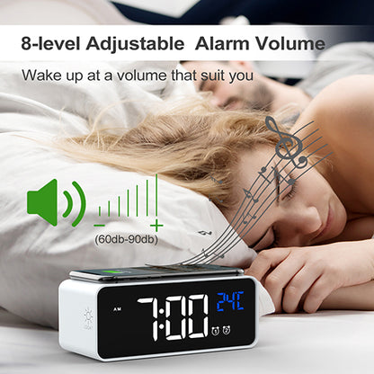668W Multifunction Alarm Clock Qi 5W Wireless Charger Desktop Digital Alarm Clock Fast Phone Charger