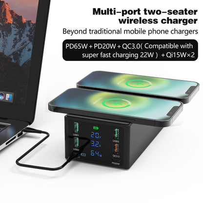 888W Multi-Port USB Phone Charger QC3.0 Fast Charger 15W Wireless Charger PD 65W Charging Station for Laptops