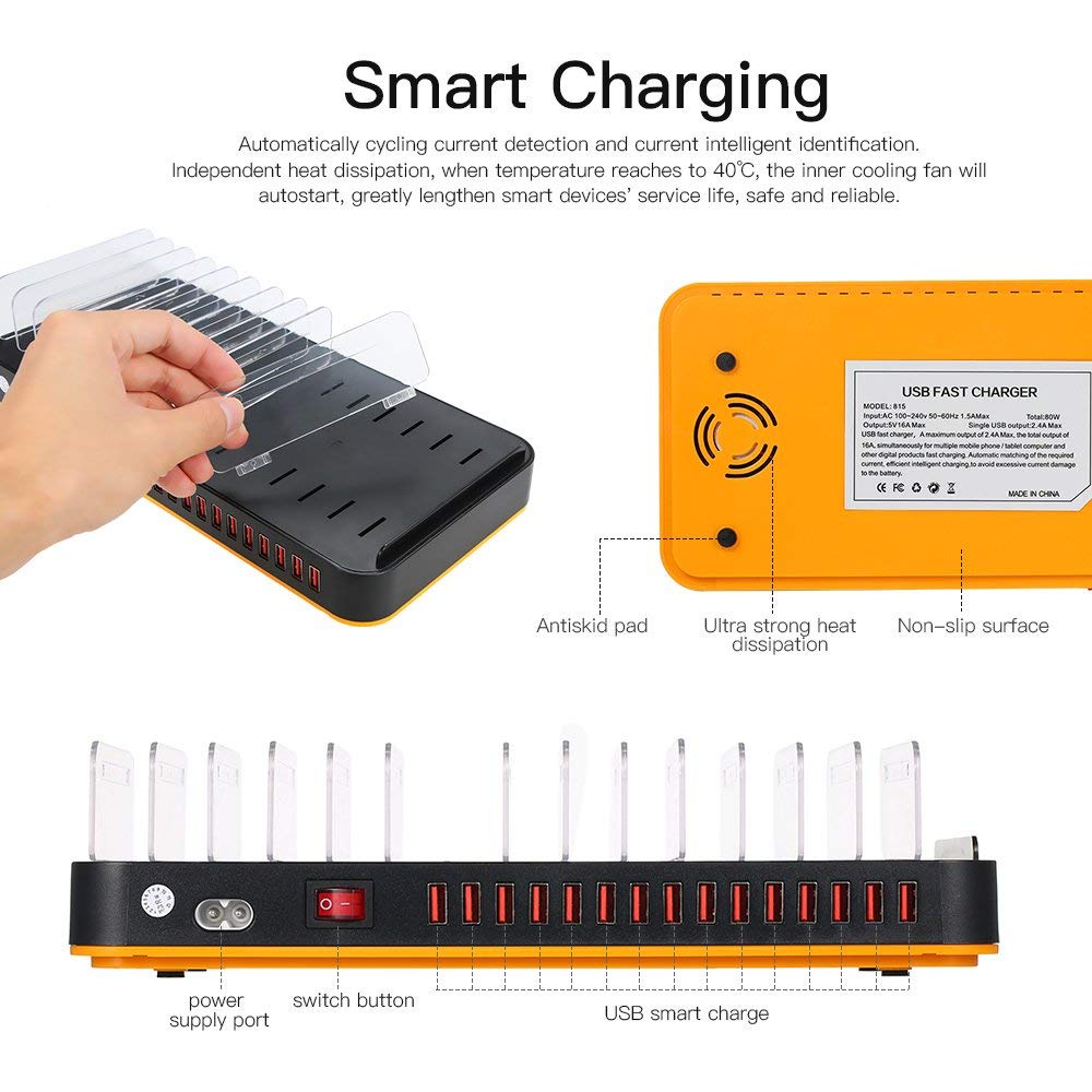 8815 Mobile Phone Tablet Charger 15 Port USB Charging Station 5V 20A 100W High Power Charging Stand (with CE)