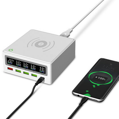 868W Multi-Port USB Wireless Charger PD 65W Laptop Phone Charger QC3.0 Fast Charging Station with Anti-Slip Silicone Mat