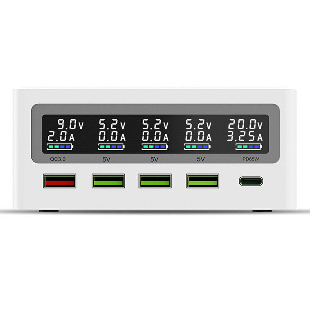 868W Multi-Port USB Wireless Charger PD 65W Laptop Phone Charger QC3.0 Fast Charging Station with Anti-Slip Silicone Mat