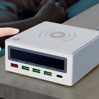 868W Multi-Port USB Wireless Charger PD 65W Laptop Phone Charger QC3.0 Fast Charging Station with Anti-Slip Silicone Mat