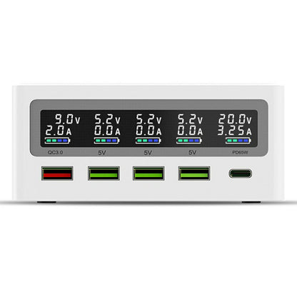 868W Multi-Port USB Wireless Charger PD 65W Laptop Phone Charger QC3.0 Fast Charging Station with Anti-Slip Silicone Mat