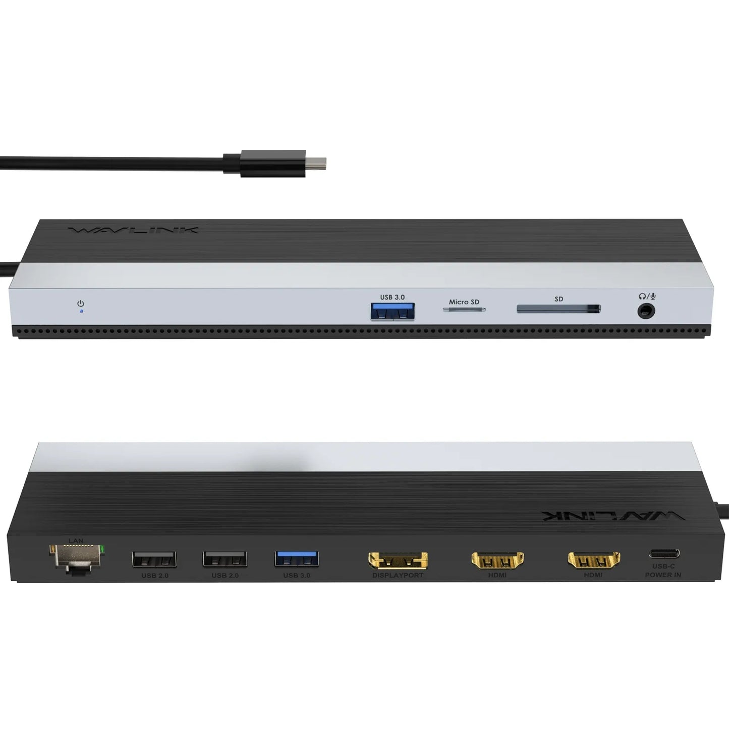 WAVLINK UMD08 12-in-1 USB-C Triple Display Hub Adapter Type-C Docking Station with 4K / 60Hz, DisplayPort, Support 85W Charging