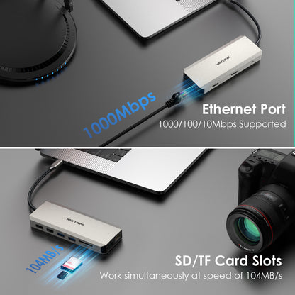 WAVLINK UMD302 USB-C Docking Station with Dual 4K HD, Gigabit RJ45, 12-in-1 Multi-Port Hub Adapter for Laptops, PC