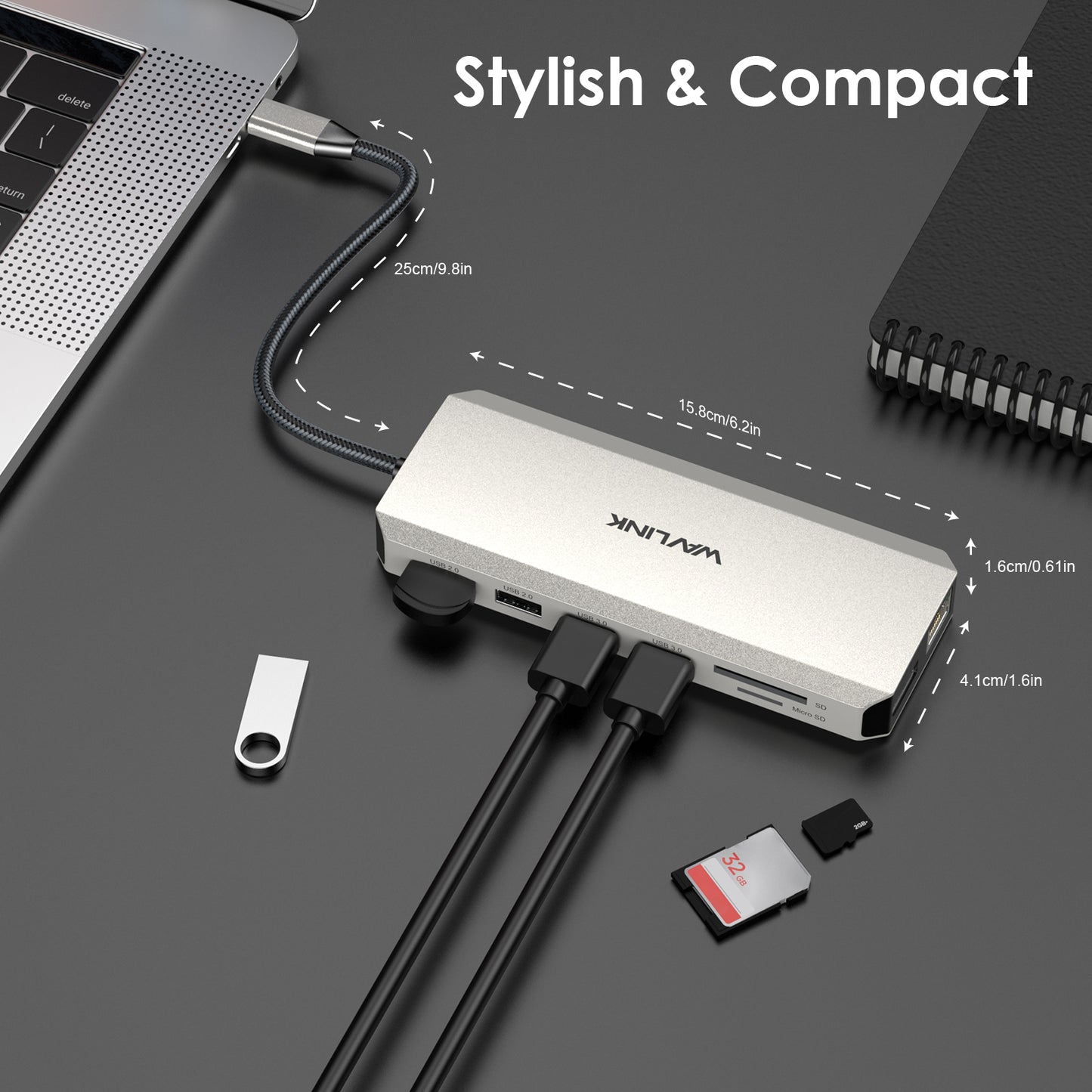 WAVLINK UMD302 USB-C Docking Station with Dual 4K HD, Gigabit RJ45, 12-in-1 Multi-Port Hub Adapter for Laptops, PC