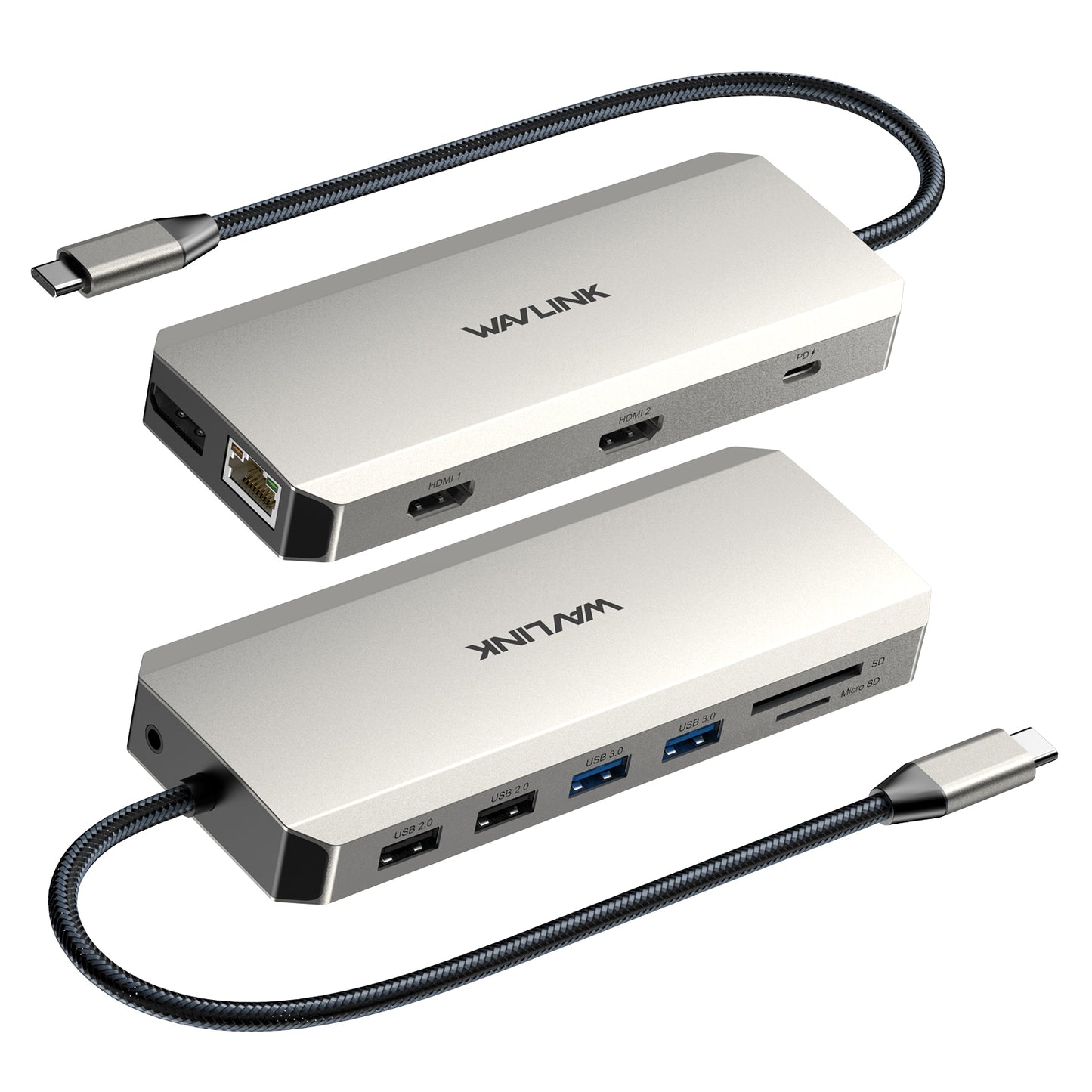 WAVLINK UMD302 USB-C Docking Station with Dual 4K HD, Gigabit RJ45, 12-in-1 Multi-Port Hub Adapter for Laptops, PC