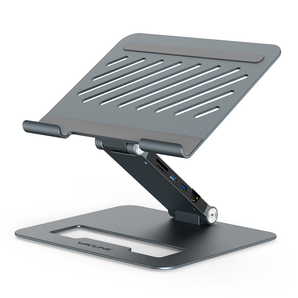 WAVLINK UMD07 PD Fast Charging Tablet Stand with USB-C Hub Type-C Docking Station Laptop Holder 2 USB 3.0, Gigabit Ethernet