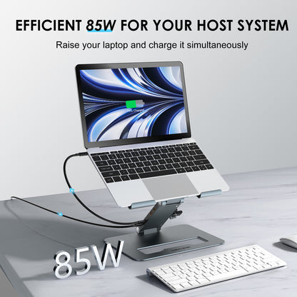 WAVLINK UMD07 PD Fast Charging Tablet Stand with USB-C Hub Type-C Docking Station Laptop Holder 2 USB 3.0, Gigabit Ethernet