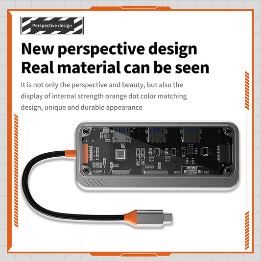 SW6H 10-in-1 Docking Station Dongle Type-C to PD+HD+USB3.0x3+SD+TFRJ45+VGA+3.5mm Audio Hub