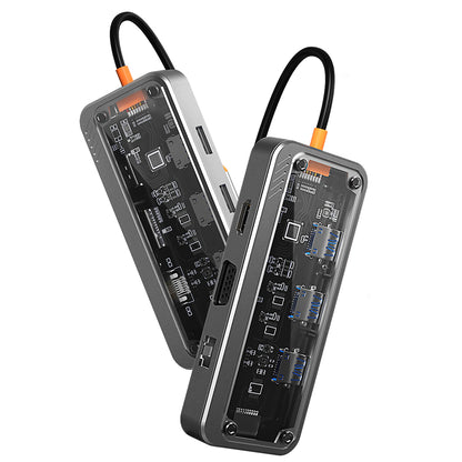 SW6H 10-in-1 Docking Station Dongle Type-C to PD+HD+USB3.0x3+SD+TFRJ45+VGA+3.5mm Audio Hub