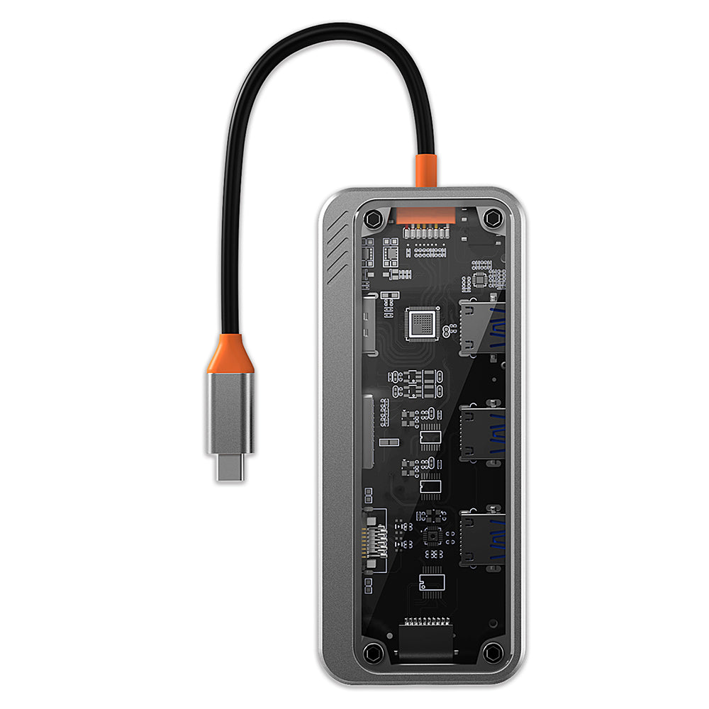 SW6H 10-in-1 Docking Station Dongle Type-C to PD+HD+USB3.0x3+SD+TFRJ45+VGA+3.5mm Audio Hub
