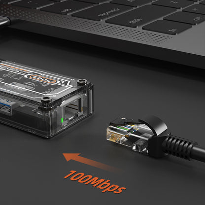 SW5H 5-in-1 Type-C Hub Dock Station Type-C to Type-C PD Fast Charge+HD+USB3.0+USB2.0+RJ45 Multiple Ports Adapter