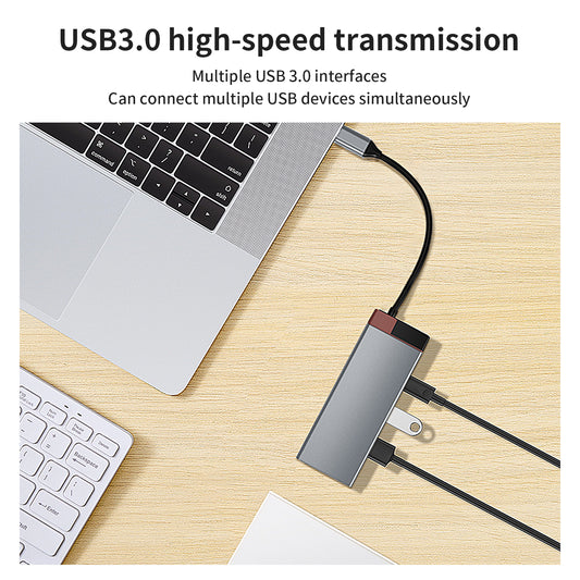BS10A 10-in-1 USB-C Hub Type-C to PD+HD+USB3.0x3+SD+TFRJ45+VGA+3.5mm Audio Multiport Adapter