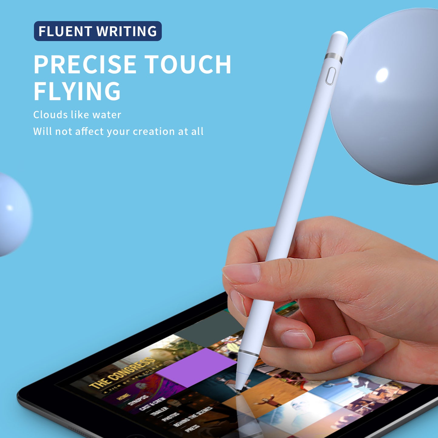 Gen. 2 Pen Active Capacitive Pen Auto Sleep Battery Powered Cordless Stylus for Mobile Phones, Tablets