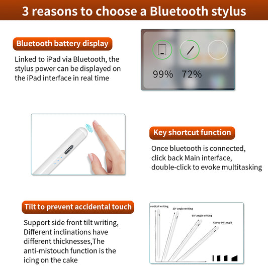6WP Active Capacitive Pen Anti False Touch Bluetooth Stylus POM Nib Pencil with Indicator Light