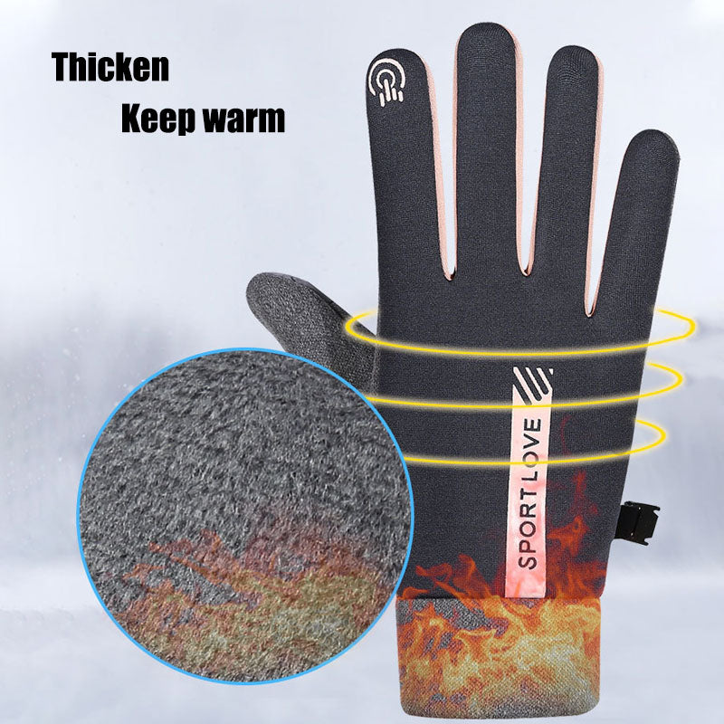 AL679542738 1 Pair Winter Cycling Gloves Water Resistant Windproof Anti-Slip Touch Screen Bike Gloves
