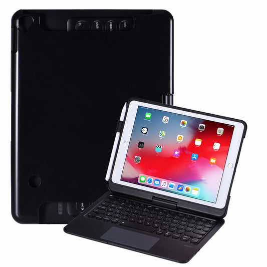 Q7 For iPad Air 10.5 inch (2019) / iPad Pro 10.5-inch (2017) / iPad 10.2 (2019) / (2020) / (2021) Portable Bluetooth Keyboard Case with 7-Color Backlit, 360-Degree Rotating Shockproof Case