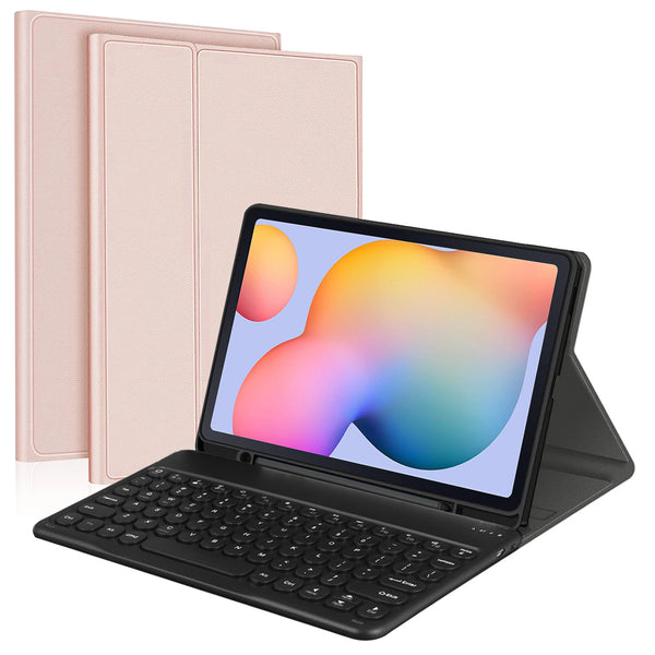 For Samsung Galaxy Tab S6 Lite / S6 Lite (2022) (P610 / P615 / P613 / P619) PU Leather Case Pen Holder Design with Bluetooth Keyboard
