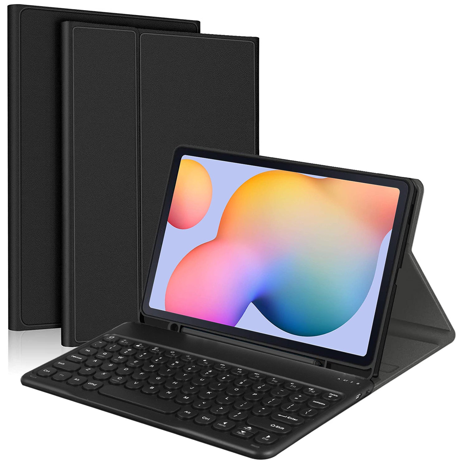 For Samsung Galaxy Tab S6 Lite / S6 Lite (2022) (P610 / P615 / P613 / P619) PU Leather Case Pen Holder Design with Bluetooth Keyboard