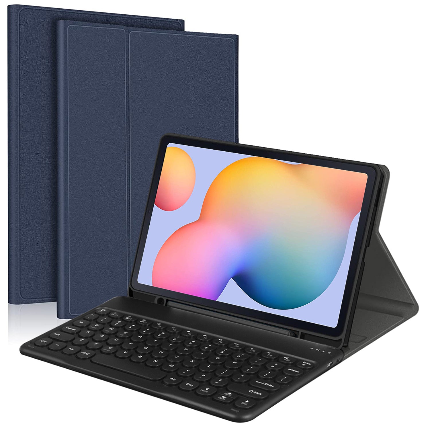 For Samsung Galaxy Tab S6 Lite / S6 Lite (2022) (P610 / P615 / P613 / P619) PU Leather Case Pen Holder Design with Bluetooth Keyboard