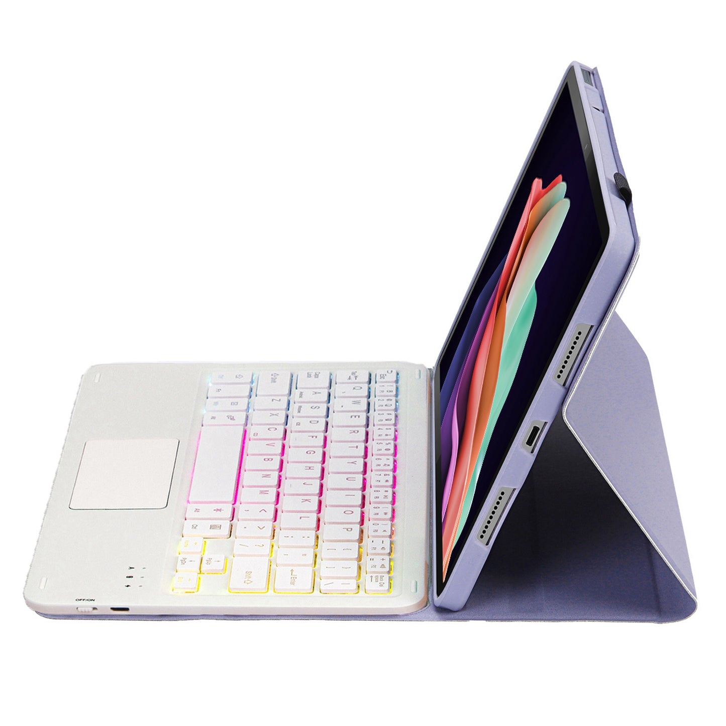AHC3-AS For Huawei Enjoy Tablet 2 / MatePad C3 10.1 inch / T 10S 10.1 inch / T 10 9.7 inch / Honor Pad 6 10.1-inch / Pad 7 / Pad X8 Tablet Case + Detachable Keyboard with 3 Colour Backlight