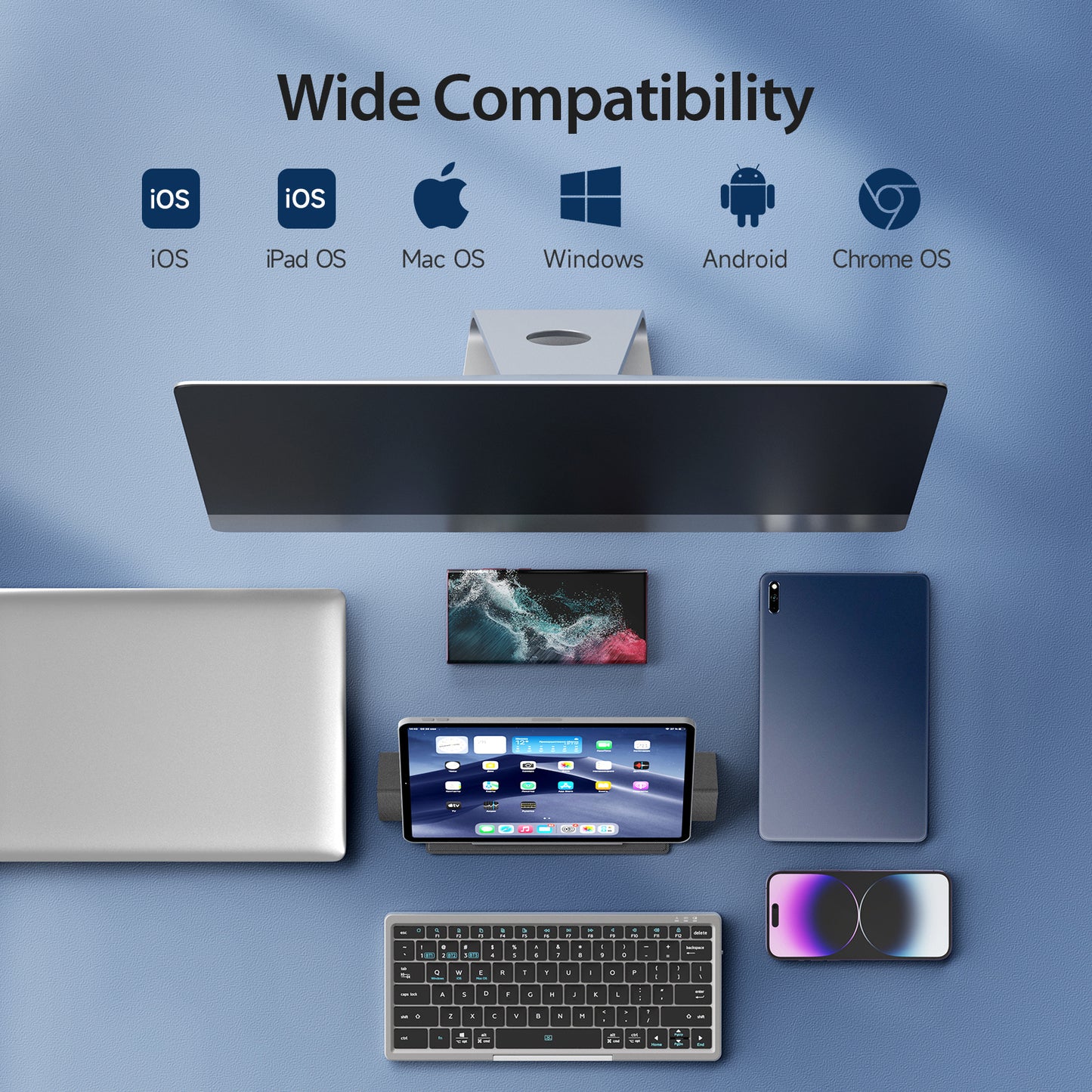 DUX DUCIS Multifunctional Bluetooth Keyboard Portable Slim Wireless Keyboard with Touchpad for Laptops / Tablets / Phones