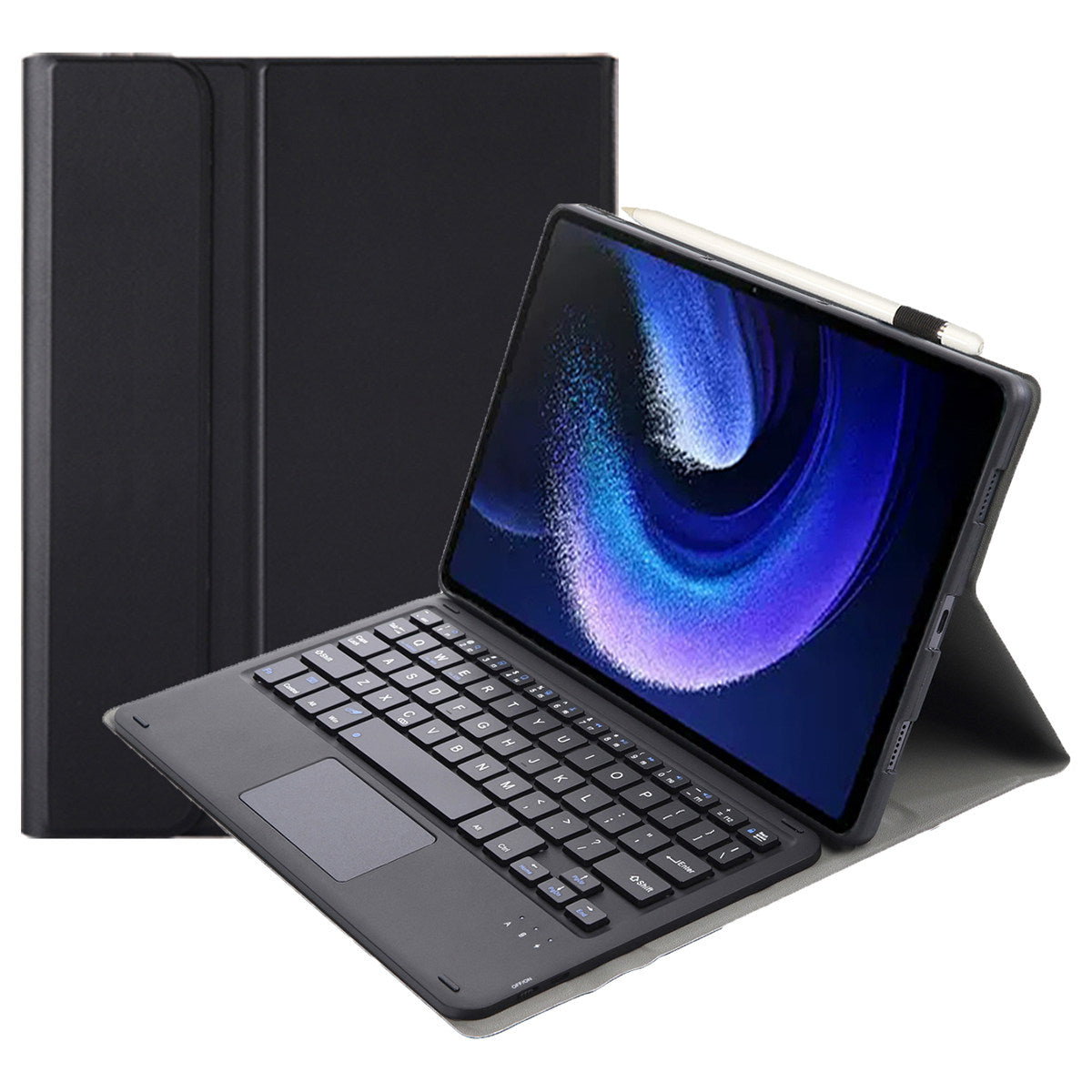 A0N7-A For Xiaomi Pad 6 / Pad 6 Pro PU Leather Tablet Case Slim Folio Stand Cover with Touchpad Detachable Keyboard