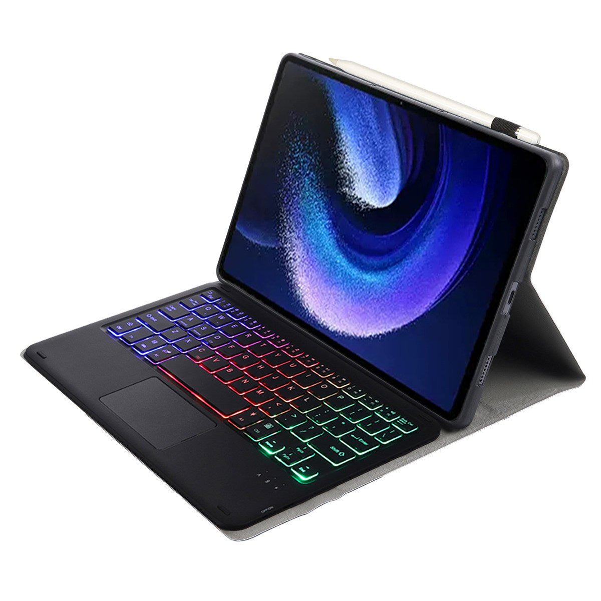 A0N7-AS For Xiaomi Pad 6 / Pad 6 Pro PU Leather Ultra Thin Stand Tablet Case + Touchpad Bluetooth Keyboard with Backlit