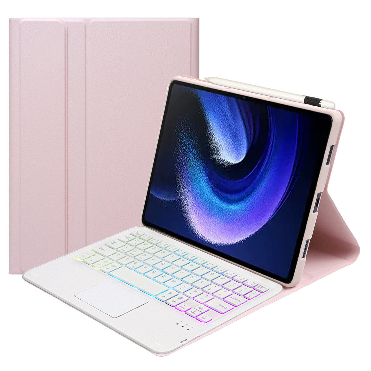 A0N7-AS For Xiaomi Pad 6 / Pad 6 Pro PU Leather Ultra Thin Stand Tablet Case + Touchpad Bluetooth Keyboard with Backlit