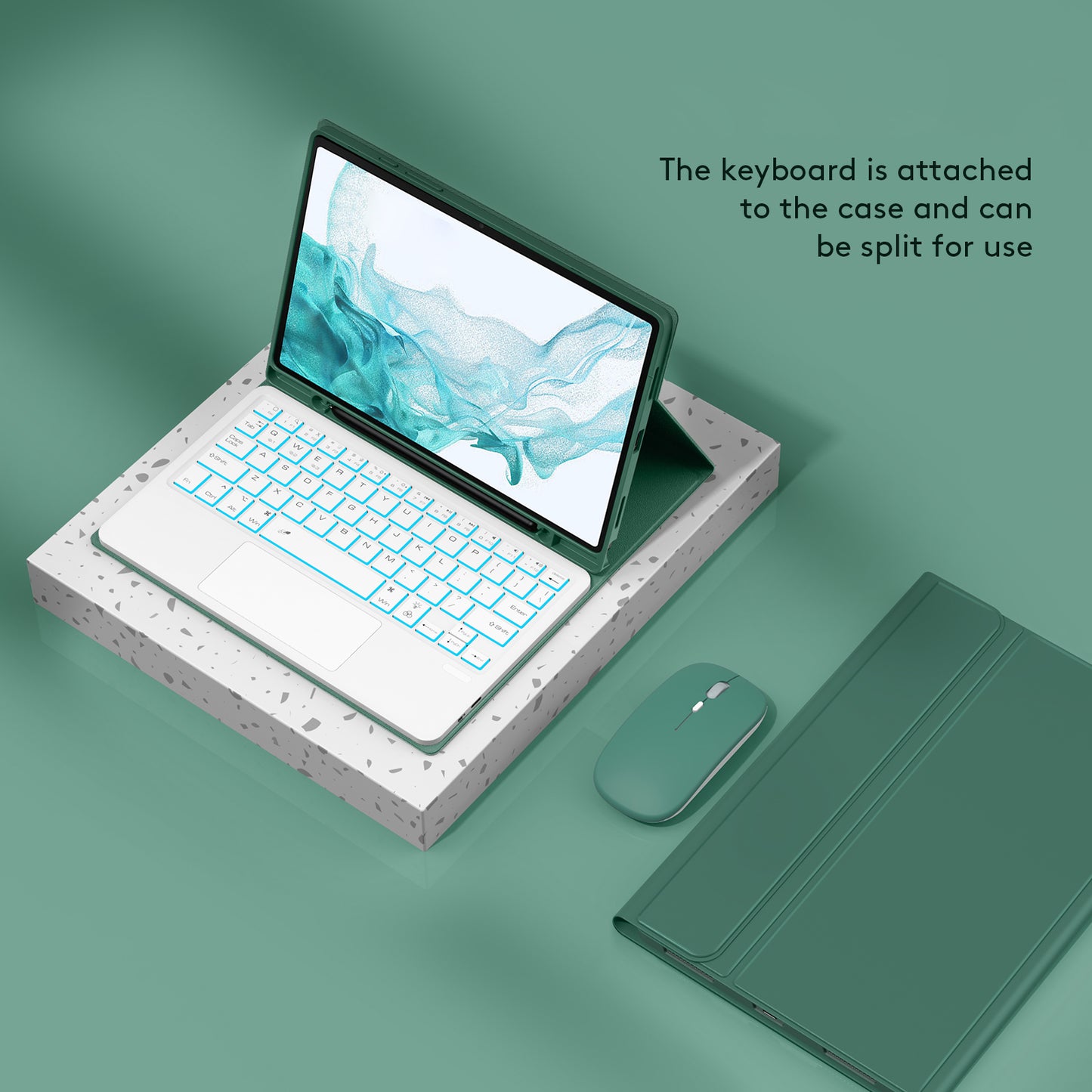 SK-X205D For Samsung Galaxy Tab A8 10.5 (2022) (SM-X200 / X205 / X207) Keyboard Case PU Leather Stand Cover with Backlit Detachable Touchpad Bluetooth Keyboard