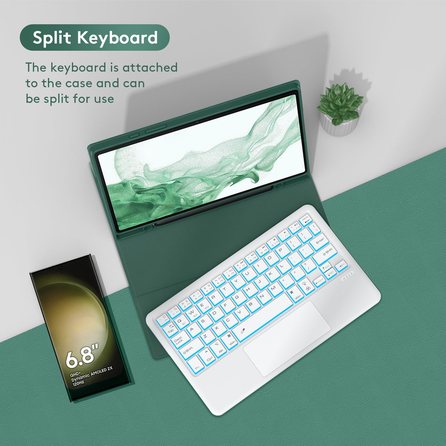 SK-X205D For Samsung Galaxy Tab A8 10.5 (2022) (SM-X200 / X205 / X207) Keyboard Case PU Leather Stand Cover with Backlit Detachable Touchpad Bluetooth Keyboard
