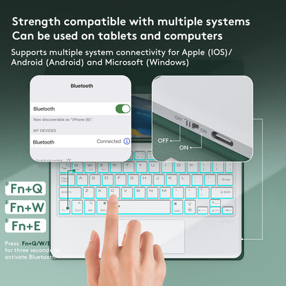 SK-X205D For Samsung Galaxy Tab A8 10.5 (2022) (SM-X200 / X205 / X207) Keyboard Case PU Leather Stand Cover with Backlit Detachable Touchpad Bluetooth Keyboard