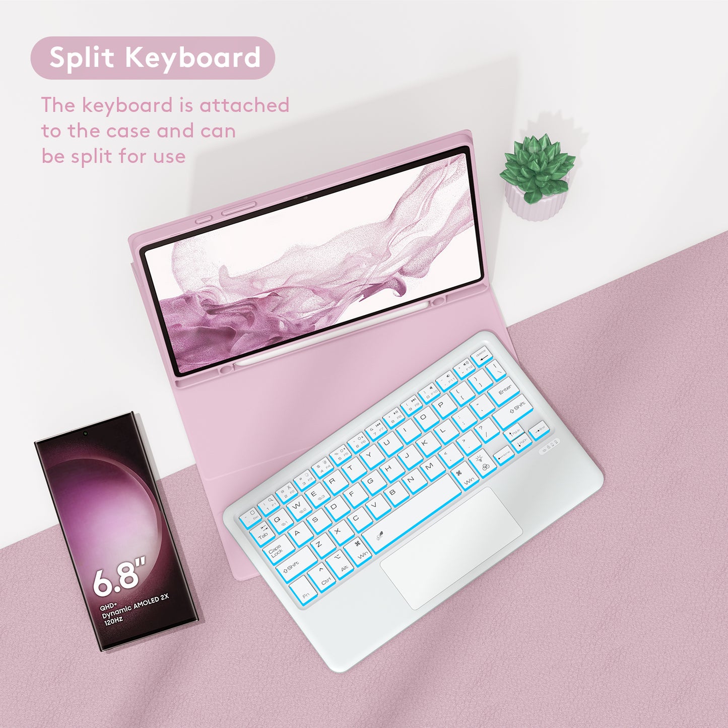 SK-X205D For Samsung Galaxy Tab A8 10.5 (2022) (SM-X200 / X205 / X207) Keyboard Case PU Leather Stand Cover with Backlit Detachable Touchpad Bluetooth Keyboard