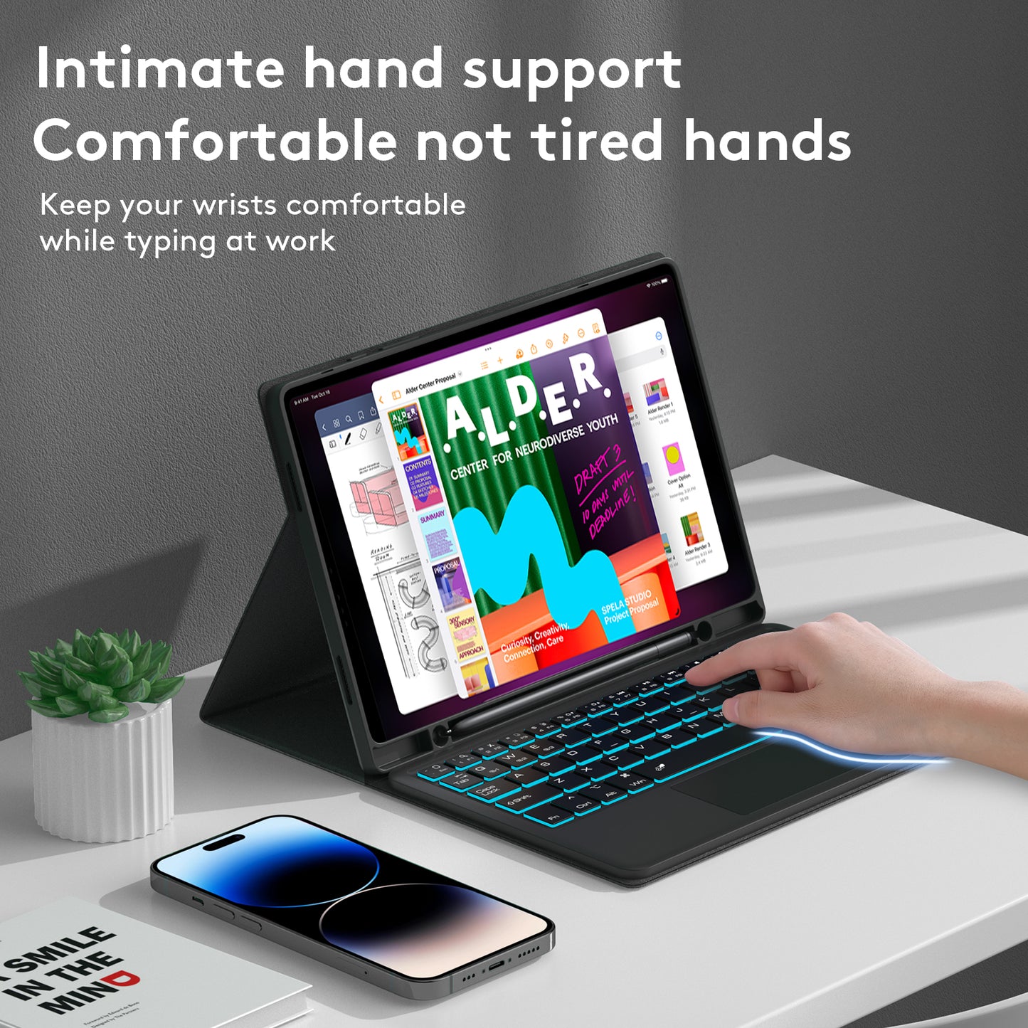 SK-X205D For Samsung Galaxy Tab A8 10.5 (2022) (SM-X200 / X205 / X207) Keyboard Case PU Leather Stand Cover with Backlit Detachable Touchpad Bluetooth Keyboard