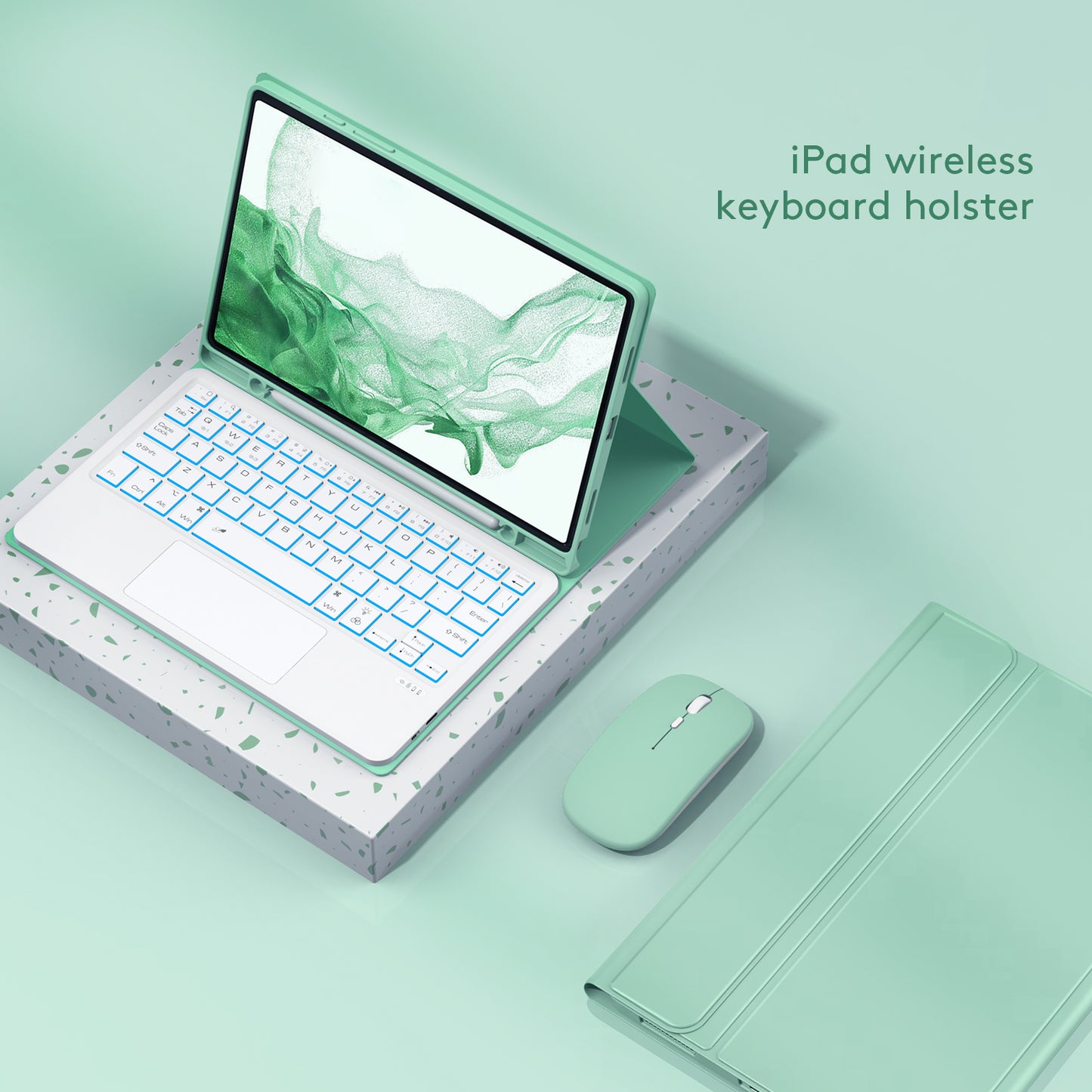 SK-X205D For Samsung Galaxy Tab A8 10.5 (2022) (SM-X200 / X205 / X207) Keyboard Case PU Leather Stand Cover with Backlit Detachable Touchpad Bluetooth Keyboard