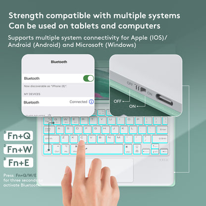 SK-X205D For Samsung Galaxy Tab A8 10.5 (2022) (SM-X200 / X205 / X207) Keyboard Case PU Leather Stand Cover with Backlit Detachable Touchpad Bluetooth Keyboard