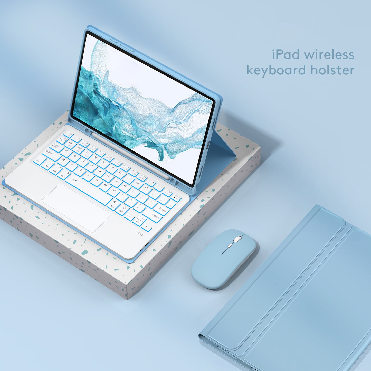SK-X205D For Samsung Galaxy Tab A8 10.5 (2022) (SM-X200 / X205 / X207) Keyboard Case PU Leather Stand Cover with Backlit Detachable Touchpad Bluetooth Keyboard