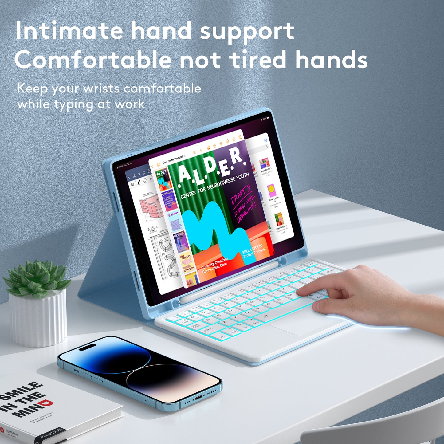SK-X205D For Samsung Galaxy Tab A8 10.5 (2022) (SM-X200 / X205 / X207) Keyboard Case PU Leather Stand Cover with Backlit Detachable Touchpad Bluetooth Keyboard