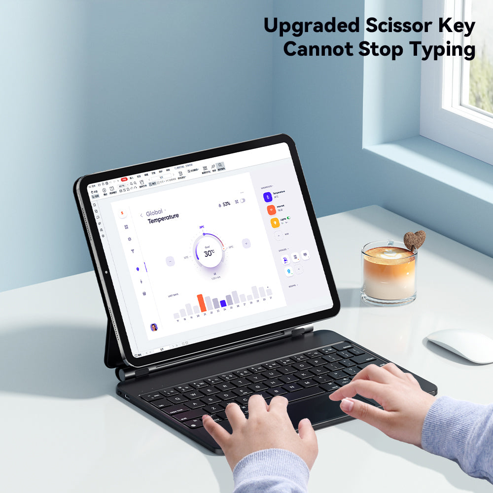 ESSAGER For iPad Pro 12.9-inch Magic Touchpad Bluetooth Keyboard Magnetic Tablet Stand Protective Case