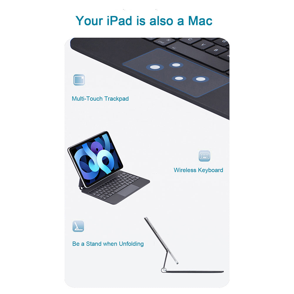 X7 For iPad Pro 11-inch (2018) / (2020) / (2021) / (2022) / iPad Air (2020) / (2022) Touchpad Bluetooth Keyboard Magnetic Tablet Stand Leather Case