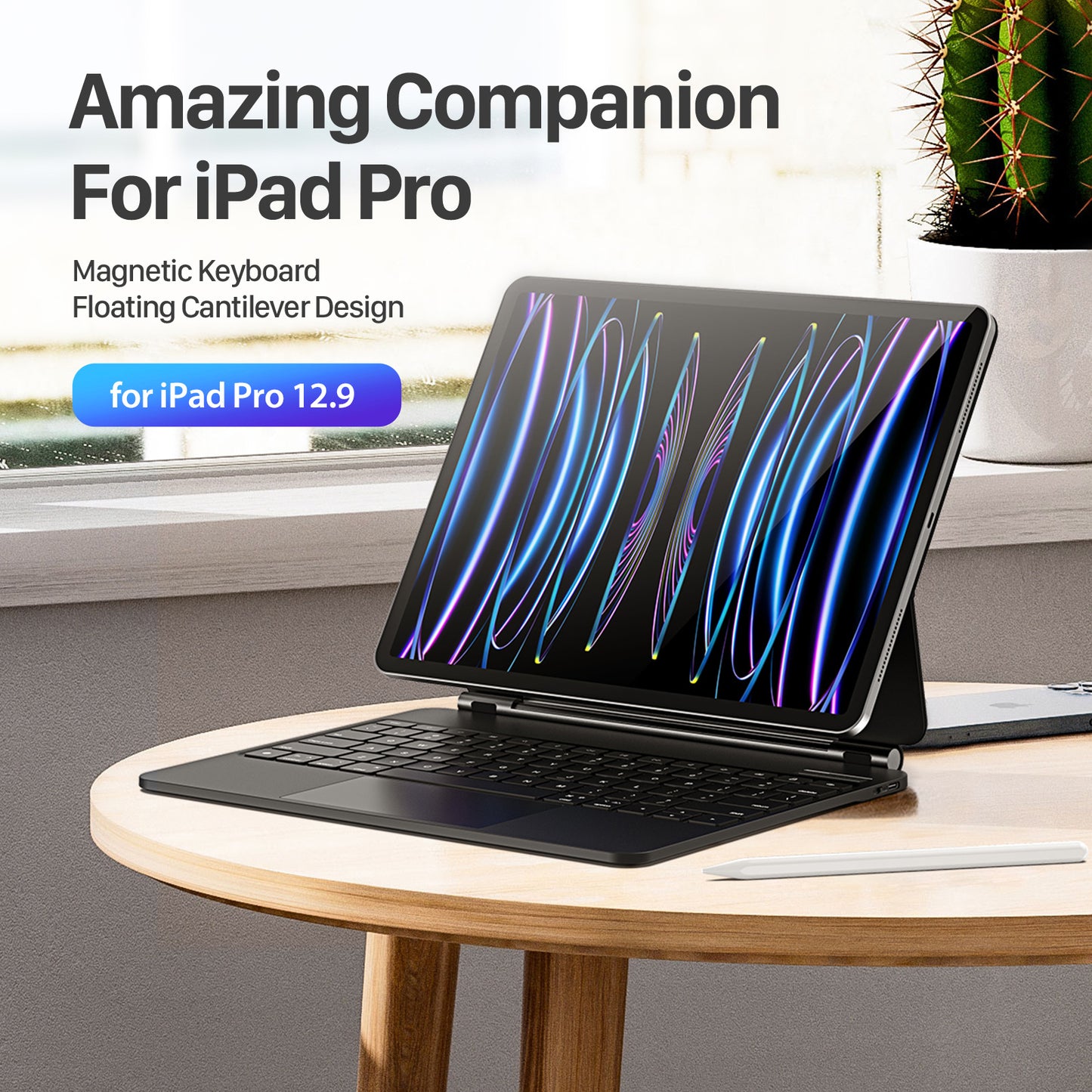 DUX DUCIS For iPad Pro 12.9 (2020) / (2021) / (2022) Magnetic Floating Tablet Case Stand Wireless Backlit Cover with Keyboard