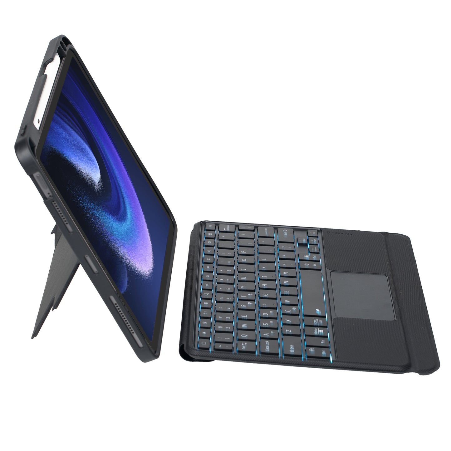 T0N7-AS for Xiaomi Pad 6 / Pad 6 Pro PU Leather Tablet Case  with Pencil Holder + Touchpad Detachable Backlit Bluetooth Keyboard